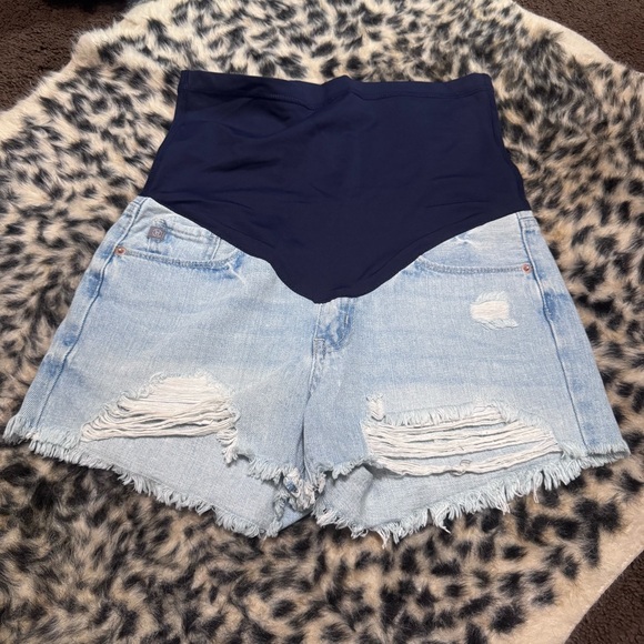 Pinkblush Pants - Pinkblush Distressed Maternity Denim Shorts